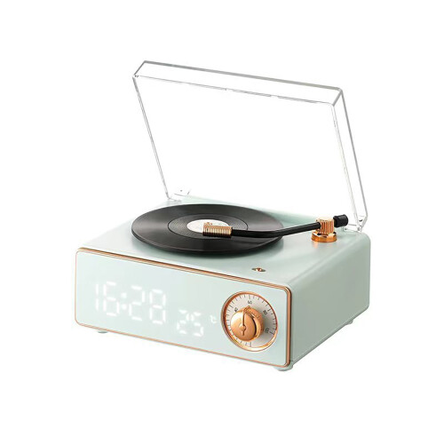 Vintage Phonograph Bluetooth Speaker with Alarm Clock and