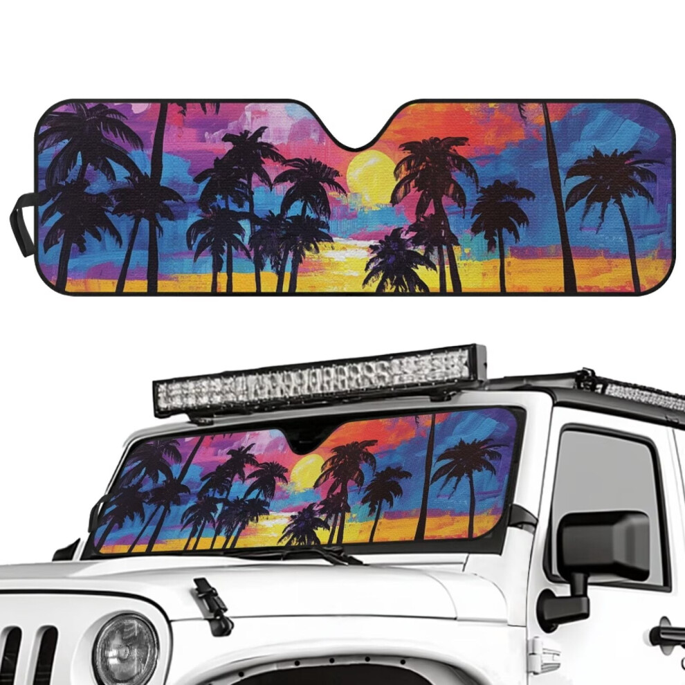 Foldable Palm Tree Windshield Sun Shade For Jeep Wrangler 9085618599284