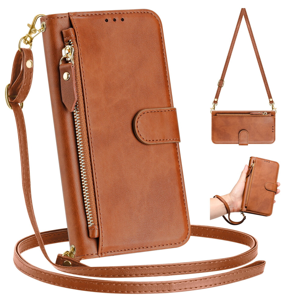 Samsung Galaxy S26 Women's Crossbody Wallet Case Pu Brown 9043876510199