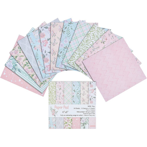 Blommönsterkartongpapper 24 ark 6x6