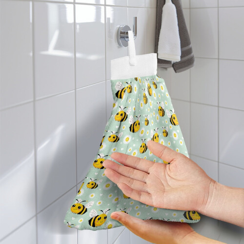 Daisy Bees Hanging Dish Towel Quick-Dry Absorbent 1-Pack 1