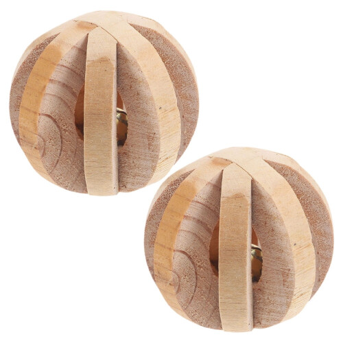 Wood Pet Toy Bunny for Hamster Beige 2 Pieces
