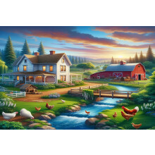 Wooden Jigsaw Puzzle Farmhouse Design 300 Pieces
