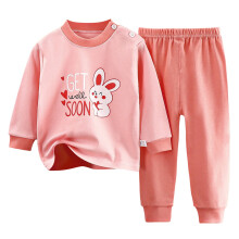 Baby Boy Girl Long Sleeve Pajama Set Cartoon Print Pink 3-4