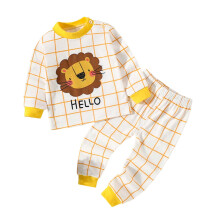 Kids Pajama Set Long Sleeve Cartoon Print Yellow 18-24
