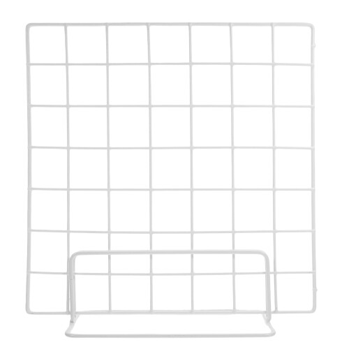 White Metal Grid Frame Photo Display Rack 2 pcs