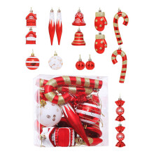 SUSUchens16 pièces Boules de Noël décoratives pour sapin de Noël, sucettes et clochettes en plastique, décorations à suspendre, articles de