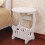 White Wooden Round Side Table 45x28cm with Shelf 4