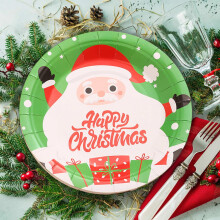 Santa Paper Plates 9 inch Multicolor 16 Pack