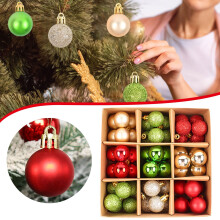 Ensemble de 54 boules de Noël décoratives, boules de Noël incassables à paillettes à suspendre, coffret cadeau, décoration pour sapin de Noël,