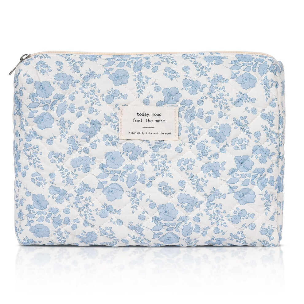 Quilted Cotton Makeup Bag Floral Large Travel Toiletry Bag