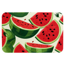 Tapis de bain en mousse à mémoire de forme 51 x 79 cm, motif pastèque d'été, antidérapant, séchage rapide, ultra-absorbant, lavable en