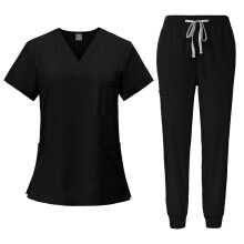 Medical Scrubs Set for Women and Men Black with Pockets