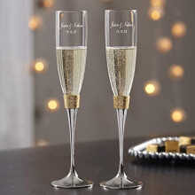 Gold Hammered Engraved Champagne Flutes 5 oz