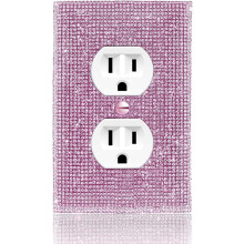 Plaque murale décorative Tutuviw rose à strass brillants pour interrupteur double prise électrique, idéale pour la décoration de chambre de