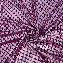 Meerjungfrauenschuppen-Stoff, 99 x 150 cm, Orchideenlila, Hologramm, 2-Wege-Stretch, glitzernder Spandex-Stoff mit Fischschuppenmuster, ideal zum