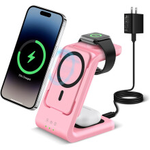 Estación de carga inalámbrica 3 en 1 con batería externa MagSafe de 5000 mAh, soporte de carga rápida compatible con iPhone y Apple Watch,