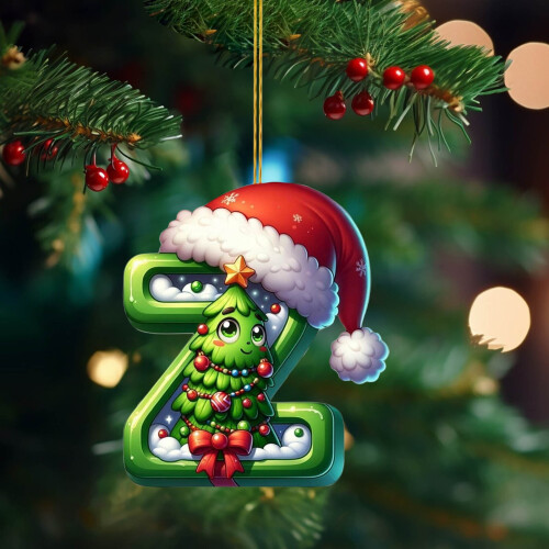 Grön julgransprydnad AZ initialer 26 st 1