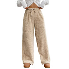 Women's Thermal Fleece Joggers Khaki Stretchy Tummy Control