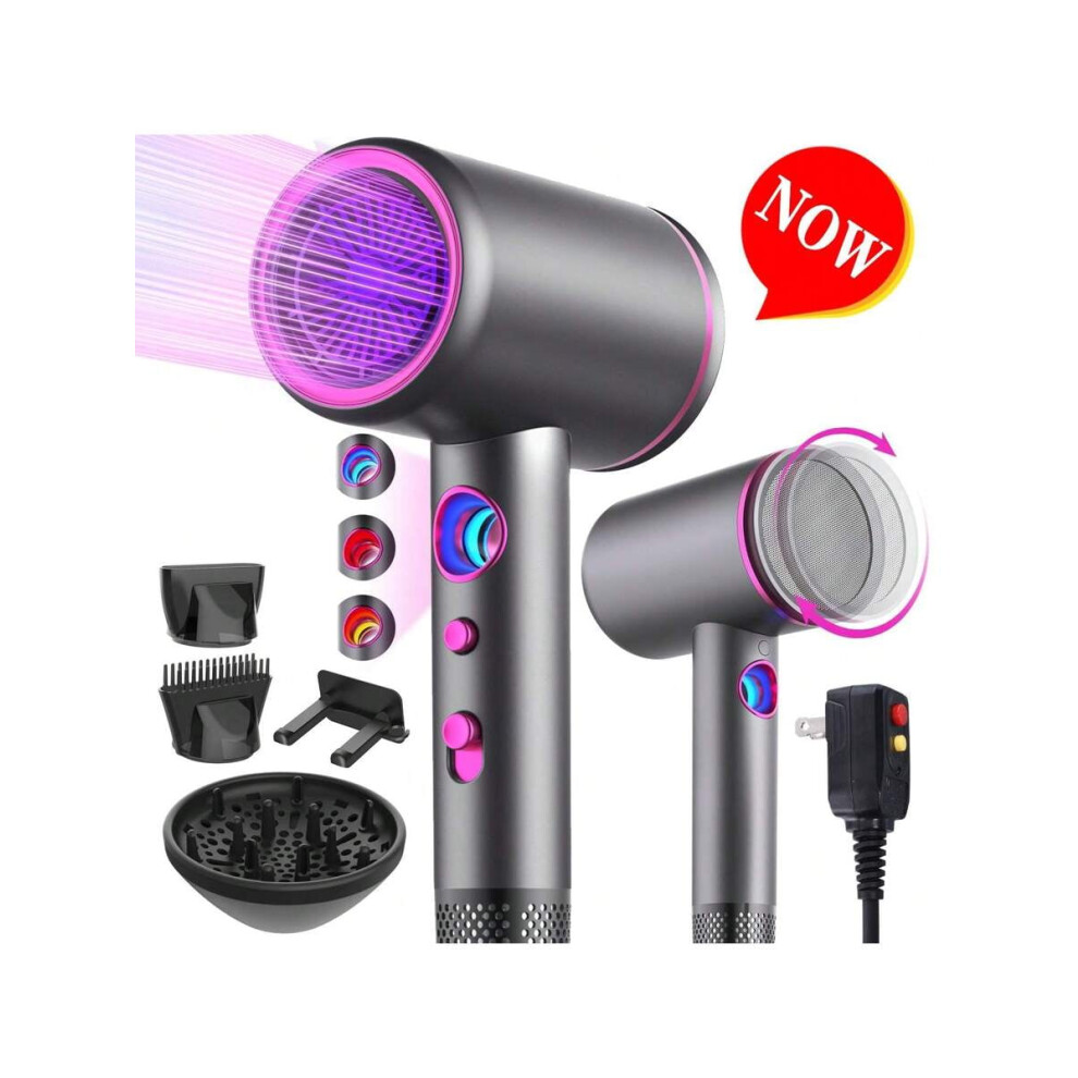 Ionic Hair Dryer with Diffuser and 2 Concentrators Black