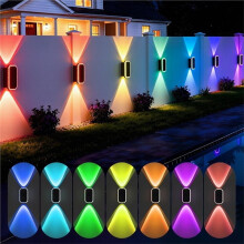 2 Pezzi Luci Solari per Recinzione Lampada A Controllo Intelligente Della Luce Luci Solari da Parete su e Giù Lavaggio Parete per Patio Giardino 3