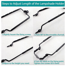 7Inch Lamp Shade Harp Holder Adjustable Lamp Harp Kit E14,E26,E27 Light Base Adapter Black Horn Frame Lampshade Bracket
