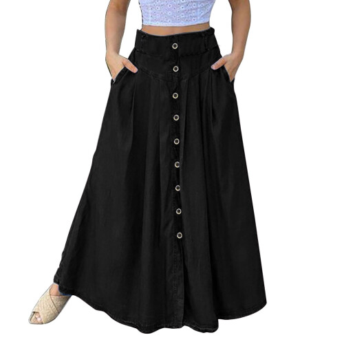 Women's A-Line Maxi Skirt Black L 2