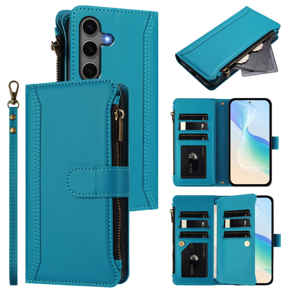 Samsung Galaxy A54 Wallet Case Leather Magnetic Closure Blue 9104145197661