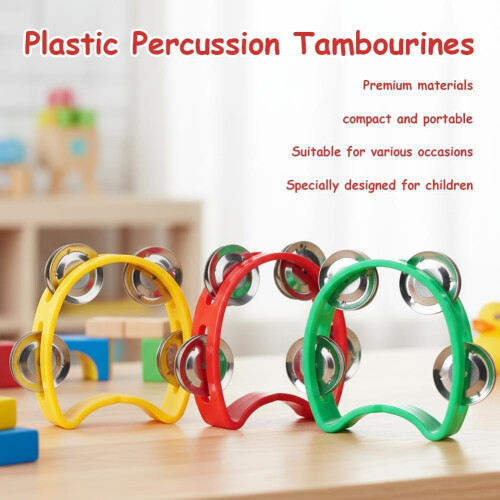 Mini Tambourine Set Plastic 8-Piece 4-Bell Each 1