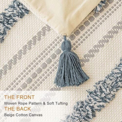 Μαξιλαροθήκες Boho 20x20 ιντσών, σετ 2 τεμαχίων, ουδέτερο σκούρο 1