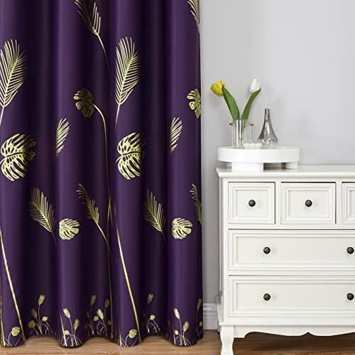 Cortinas térmicas roxas blackout 52x102 polegadas (132x259 cm), conjunto de 2 peças. 1