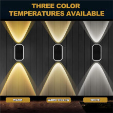 2PCS Solar Fence Lights Outdoor 3-Color Temperature Wall Lighting with Dual Focused LED Down for Backyard Patio Porch