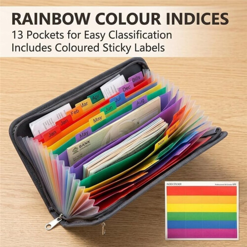 A6 Size Expanding File Folders,13 Pockets File Organizer Document Folder for Home School Pack of 2 2