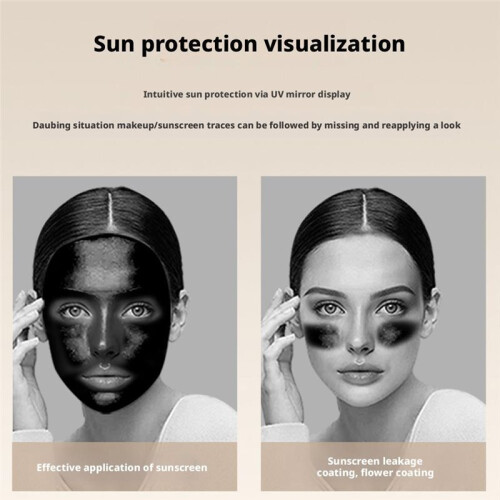 Portable Foldable UV Sunscreen Camera Test UV Mirror Sunscreen Camera Magnifying Travel Mirror with Dimmable LED Lights 1