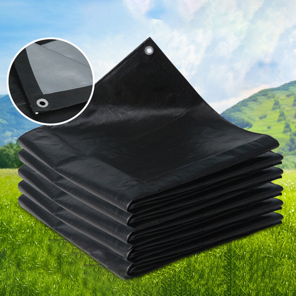 Pe Tarpaulin Waterproof Heavy-Duty Reinforced Black 9128909478049