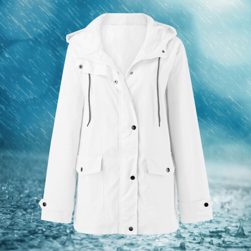 Giacca anorak da donna impermeabile con cappuccio e tasche 1