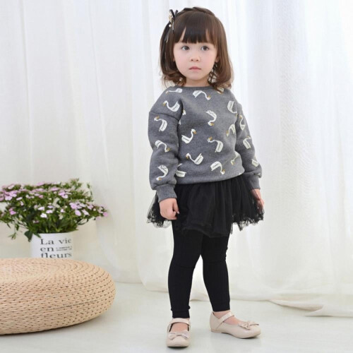 Babyleggings i bomull til jenter, ensfarget kabelstrikk 2