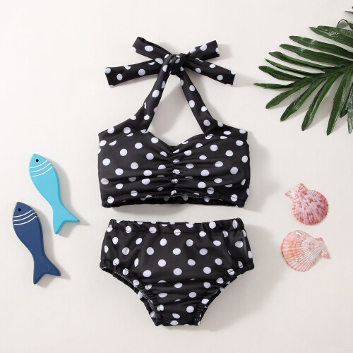 Conjunto de biquíni de bolinhas para bebê menina de 12 a 18 meses. 1