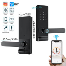 Indoor Password Fingerprint Remote Unlock Keycard Tamper Alarm Battery Powered Tuya Door Lock