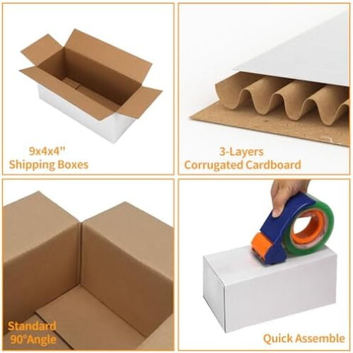 Conjunto de 25 caixas de envio brancas de 10x6x4 polegadas 1