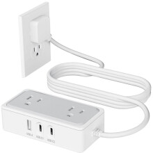 Regleta de Alimentación de 1.2M con 5 Salidas y Carga Rápida USB-C de 20W, Cable de Extensión Protegido Contra Sobretensiones para el Hogar y la
