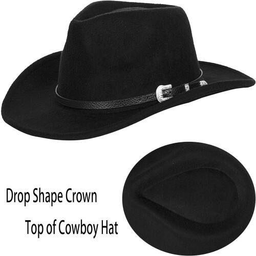 Damefilt cowboyhatt Fedora for medium/stort hode 1