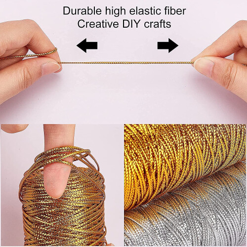 Corda Snáithe Miotalach Snáithe Tinsel Óir Airgid 1.5mm 2