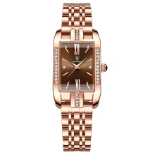 (P365 rose gold coffee noodle steel belt style) Premium Elegant New Women Ultra-Thin Green Dial Quartz Wristwatch