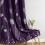 Purple blackout curtains with silver palm print, thermal 5