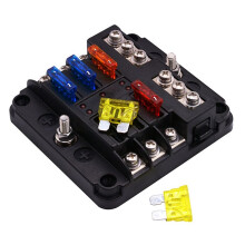 12V Fuse Block,Waterproof Boat Fuse Panel with LED Warning Indicator Proof Cover-6 Circuits with Negative Bus Fuse Box