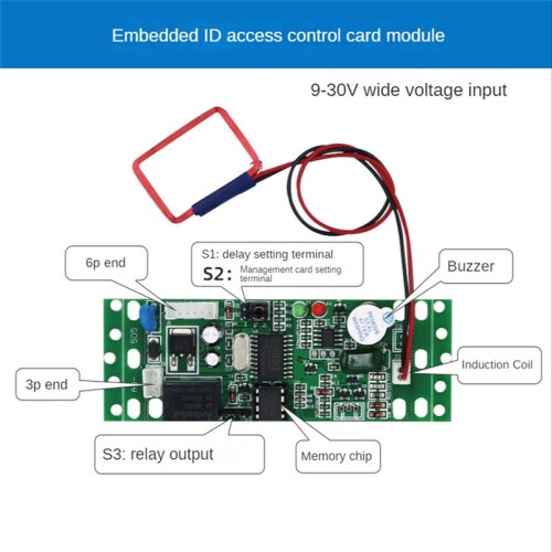 RFID Embed Control Module,Intercom Access, Lift Access Control 9-30V  Power Access Controller Module ID Module 2