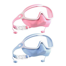 2 Pack Adult Swim Goggles with Nose Cover, Wide View Panoramic Swimming Goggles Anti-Fog UV Protection Swim Glasses