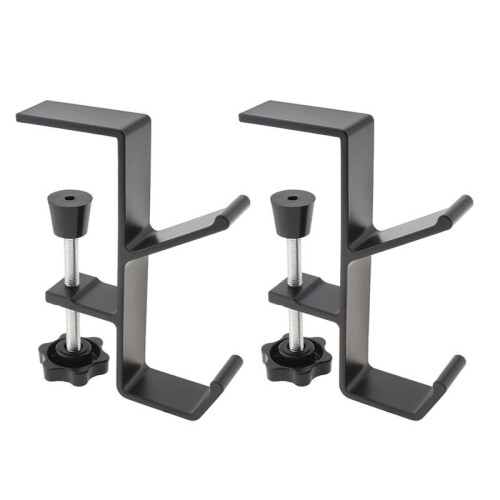 2pcs Desk Mount Bag Rack Hook Clip, Student Desk Hook with Adjustable Arm Clip, Headphone Holder Backpack Hook