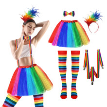 Disfraz de Carnaval Arcoíris para Mujer Falda Conjunto Disfraz Halloween — falda tutú, disfraz fiesta, disfraz festival